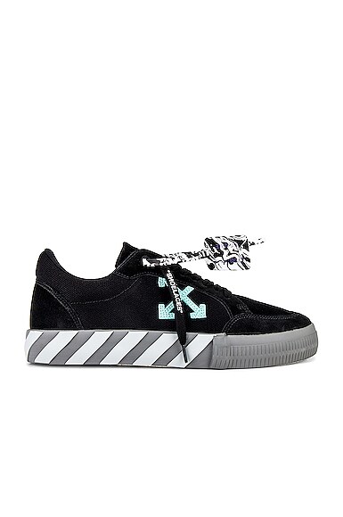 OFF-WHITE Low Vulcanized Canvas/Suede Sneaker in Black