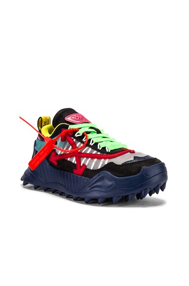 Click to view more detailed imagery on our partner's website Off-White Men's Odsy-1000 Arrow Colorblock Sneakers, Blue/Red In Blue & Red