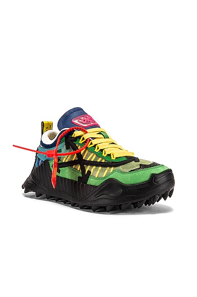 Click to view more detailed imagery on our partner's website Off-White Men's Odsy-1000 Arrow Colorblock Sneakers, Dark Green In Dark Green & Black
