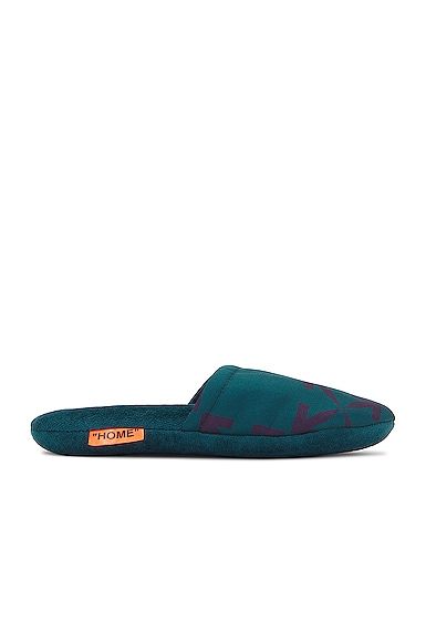 OFF-WHITE Arrow Pattern Slippers in Teal
