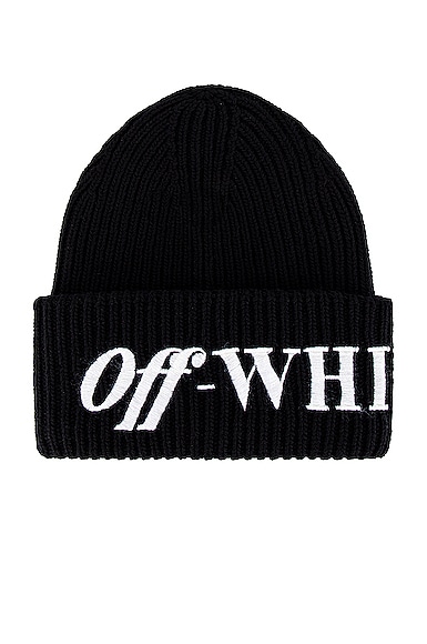 OFF-WHITE Logo Ribbed Beanie in Black & White | FWRD