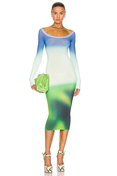 Blurred Seamless Knit Midi Dress