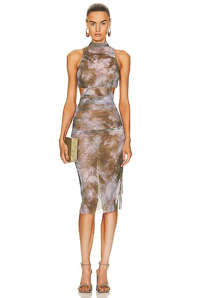 Tie Dye Sheer Bodycon Sleeveless Dress