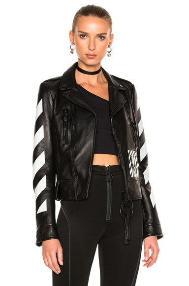 Diagonal Sleeve Leather Biker Jacket