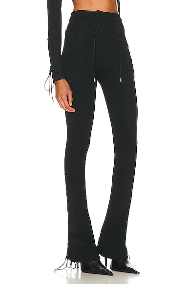 Shop Off-white Lace Up Split Legging In Black