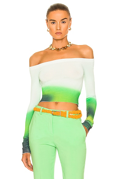 OFF-WHITE Blurred Seamless Knit Top in Green
