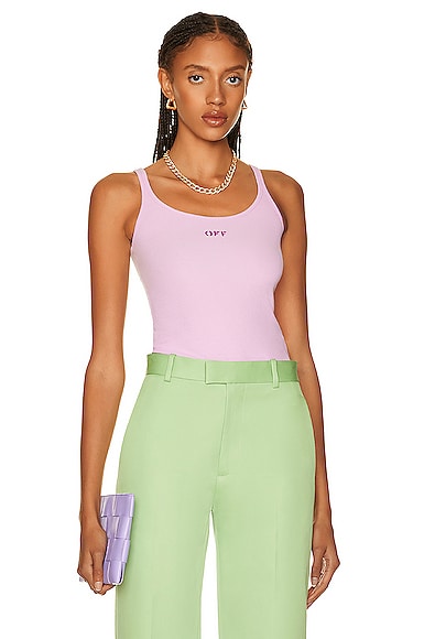 OFF-WHITE Off Stamp Ribbed Tank Top in Lavender