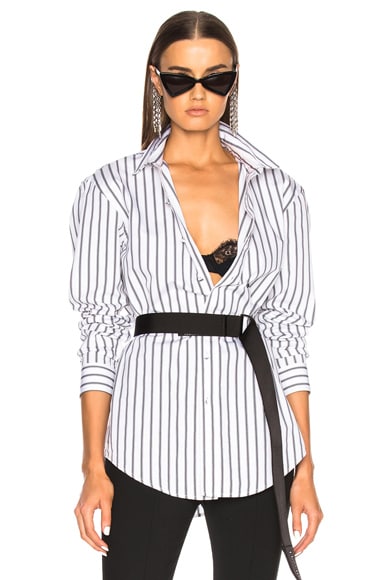 Off White Basic Shirt In Black Stripe Fwrd