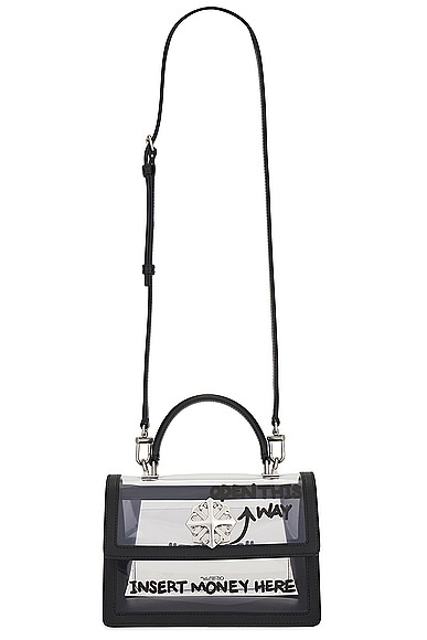 OFF-WHITE Jitney 1.4 Top Handle Chain Bag in Transparent Black