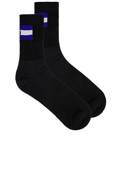 On Tennis Sock in Black & Indigo