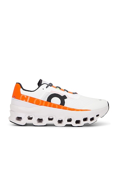 On Cloudmonster in Undyed white Flame FWRD