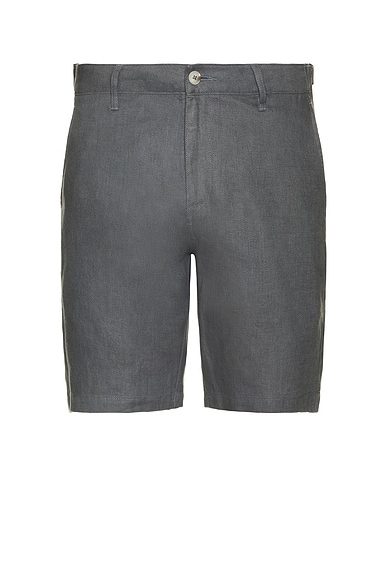 onia Linen Fixed Waist Shorts in Gunmetal