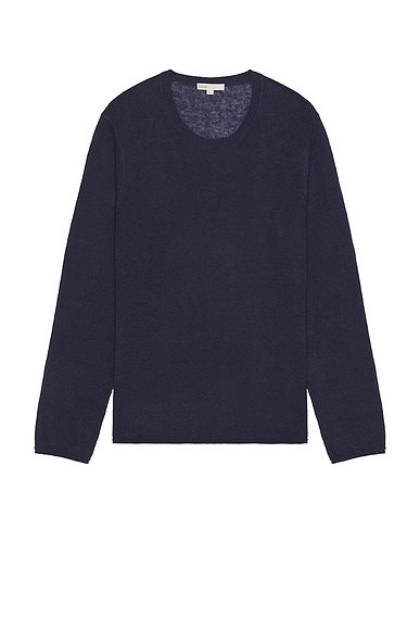 onia Kevin Crewneck Linen Sweater in Deep Navy