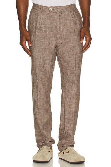Linen Tapered Pleated Trouser