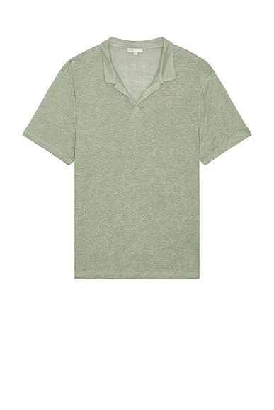 onia Shaun Linen Polo in Sage