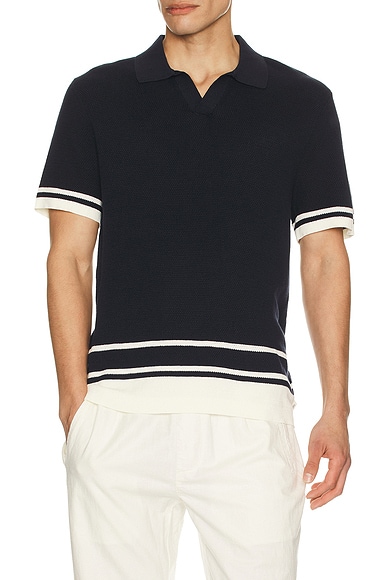 Cotton Textured Johnny Collar Polo