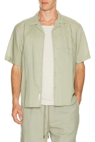onia Air Linen Convertible Vacation Shirt in Elm