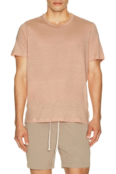 Stretch Linen Crewneck Tee Shirt
