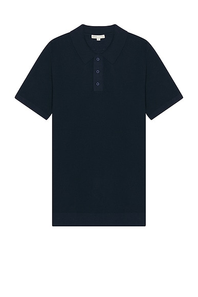 onia Cotton Textured Knit Polo in Deep Navy