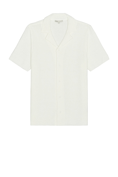 onia Cotton Textured Camp Shirt in White