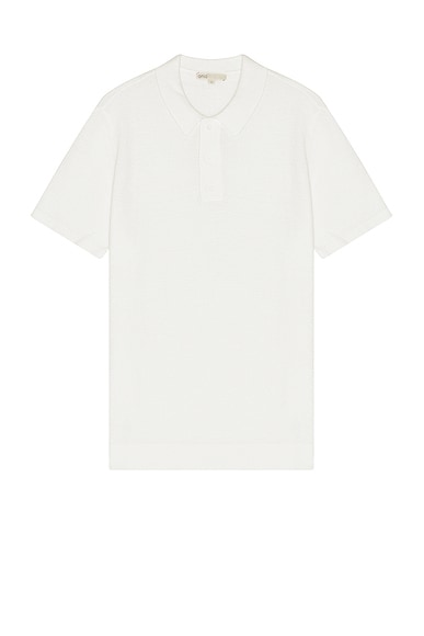 Cotton Textured Knit Polo in White
