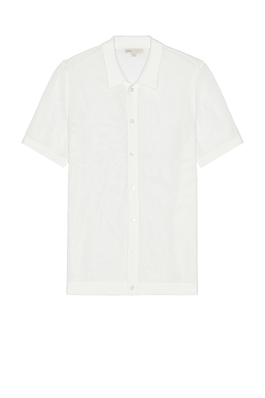 onia Crochet Knit Button Up Shirt in White