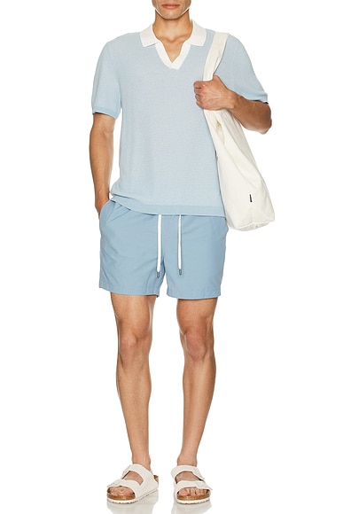 Cotton Textured Johnny Collar Polo