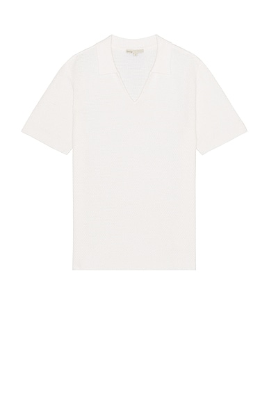 onia Cotton Crochet Johnny Collar Polo in White