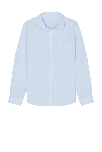 onia Garment Dye Cotton Voile Shirt in Light Blue