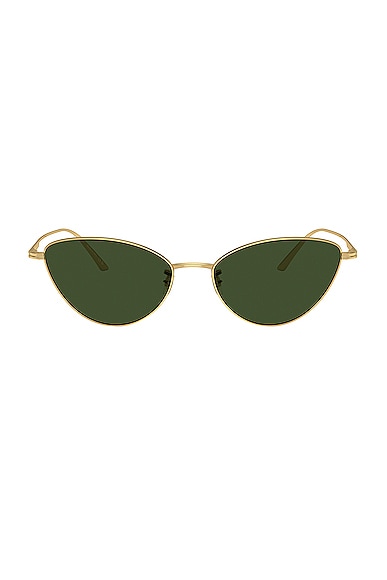 Oliver Peoples X Khaite Cat Eye Sunglasses in Gold & Vibrant Green