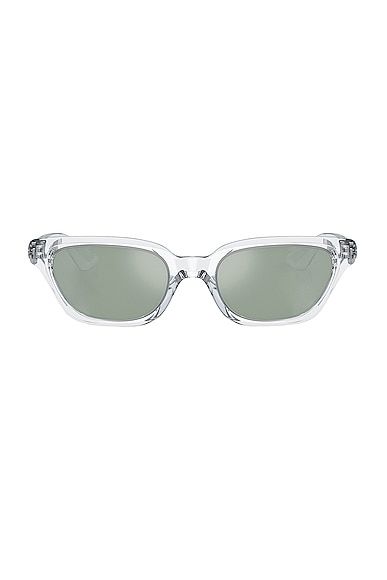 Oliver Peoples X Khaite Rectangle Sunglasses in Crystal & Silver Mirror