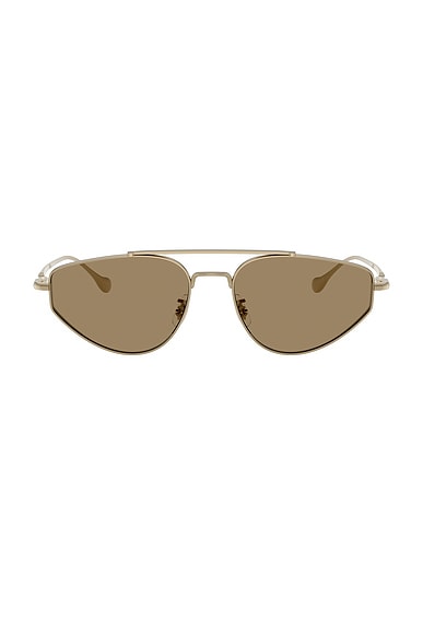 Oliver Peoples Edition 5 Irregular Sunglasses in Brown & Gold