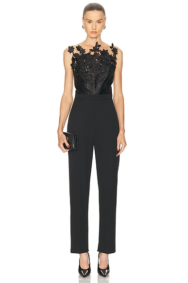 Oscar de la Renta Strapless Jumpsuit in Black