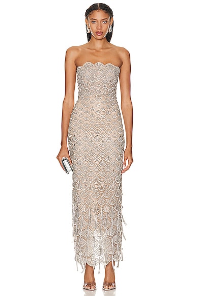 Oscar de la Renta Crystal Scalloped Gown in Crystal | FWRD Oscar de la Renta Crystal Scalloped Gown in Crystal | FWRD