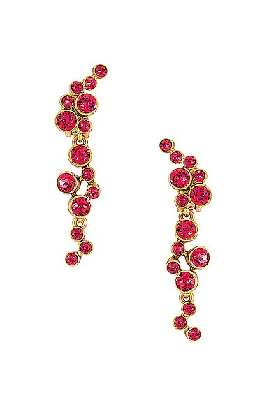 Oscar De La Renta Round Crystal Earrings In Pink
