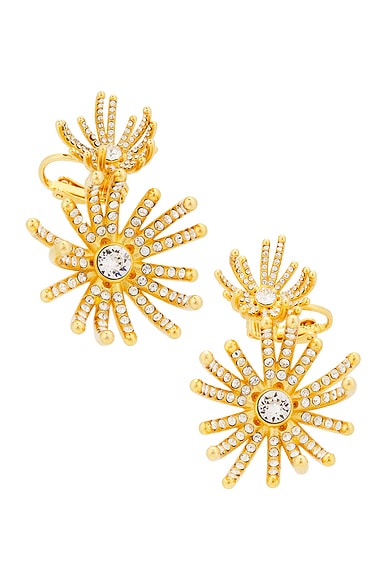 Oscar de la Renta Firework Crystal Button Earrings in Crystal