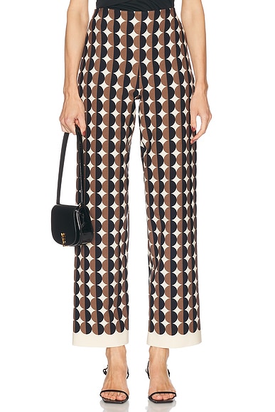 Oscar de la Renta Wide Leg Pant in Khaki & Ivory