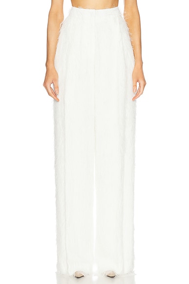 Oscar de la Renta Wide Leg Fringe Pant in Ivory