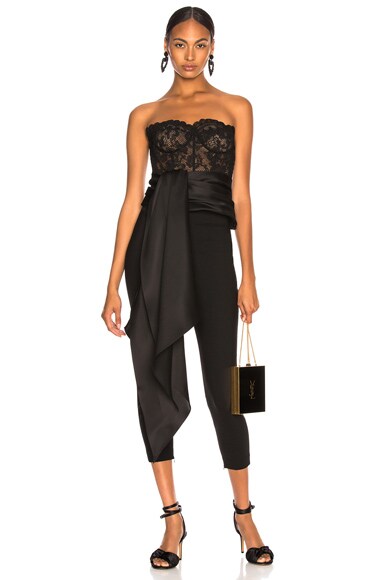 Asymmetric Hem Strapless Lace Bustier