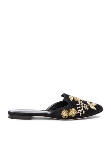 Satin Wanda Flats in Black