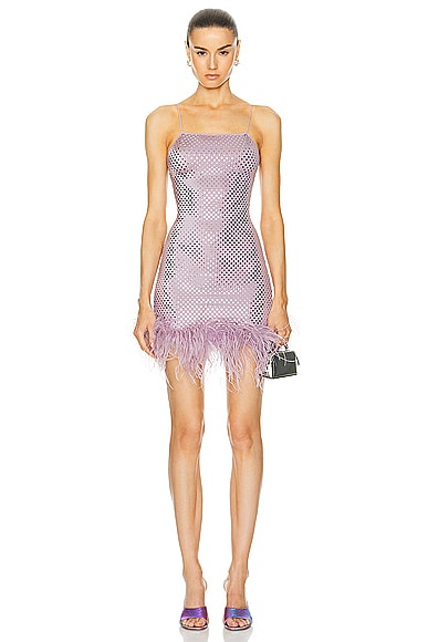 Oseree Disco Plumage Mini Dress in Lilac