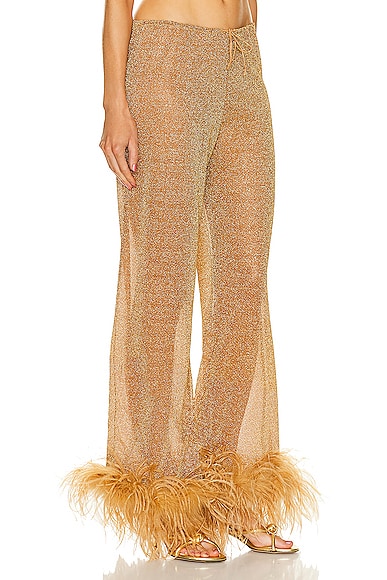 Shop Oseree Lumière Plumage Long Pant In Toffee
