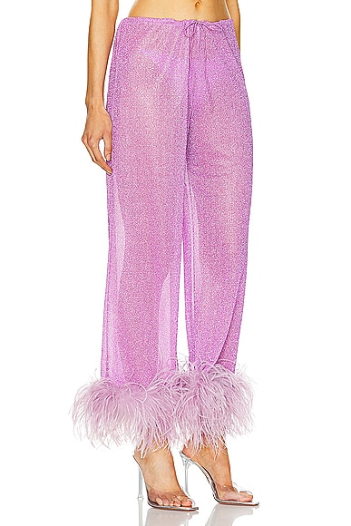 Shop Oseree Lumiére Plumage Long Pant In Glicine