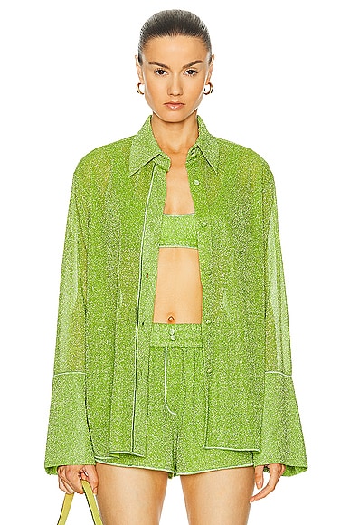 Shop Oseree Lumiére Long Shirt In Lime
