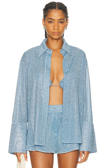 Oseree Glazed Lumiere Sleeve Shirt in Crystal