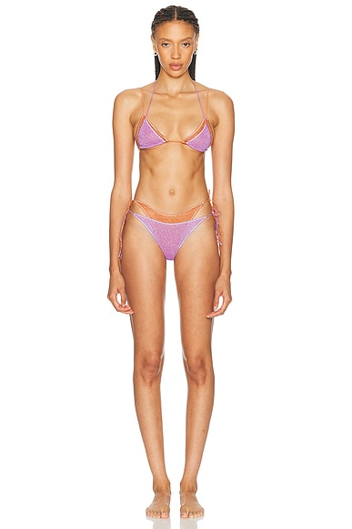 Oseree Lumiere Double Micro Bikini Set in Lilac & Orange