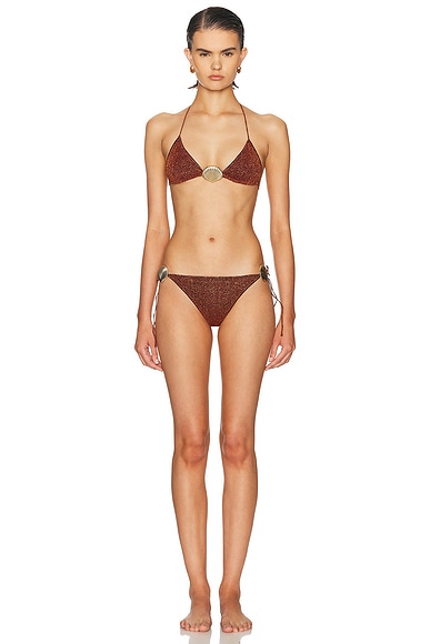 Oseree Lumiere Shell Bikini Set in Brown