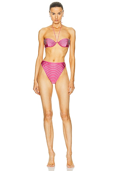 Shop Oseree Gem Balconette Bikini Set In Flamingo