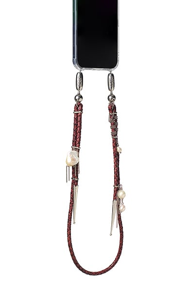 Ossa Leather Bolo + Pearl Shoulder Chain in Antique Brown