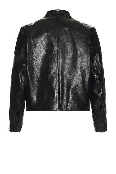 Our Legacy Tailored Leather Jacket With Classic Collar And Front Zip Closure In Top Dyed Black Leather